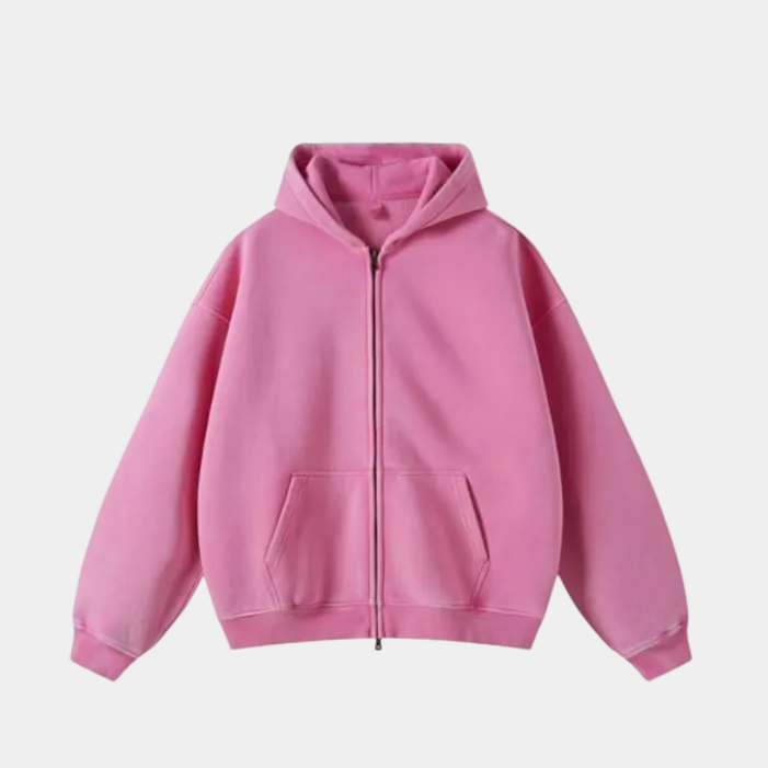 Heavyweight Zipped Hoodie - Pink