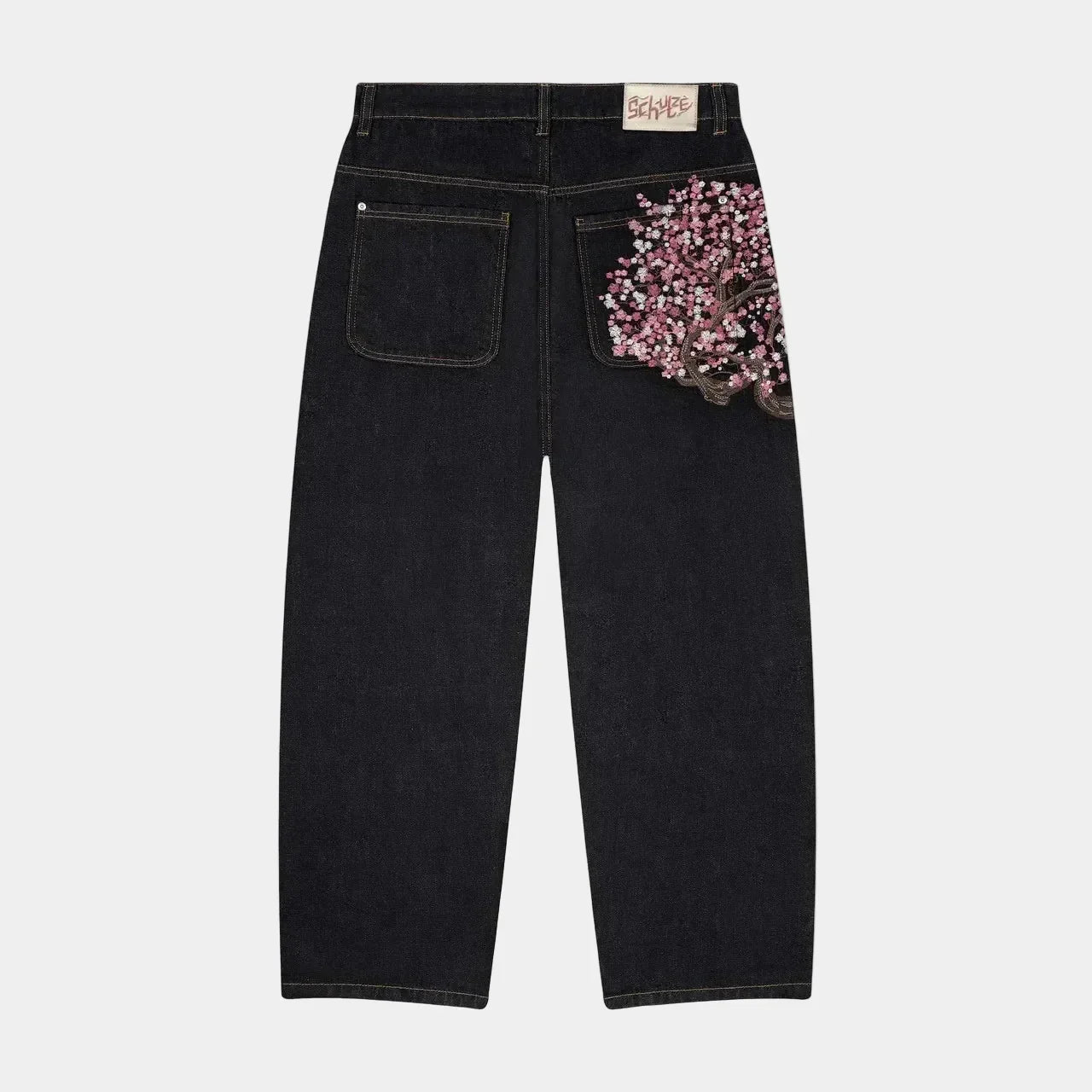 Baggy jeans Cherry Blossom Embroidery