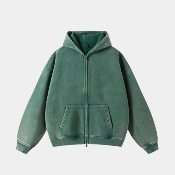 Heavyweight Zipped Hoodie - Red