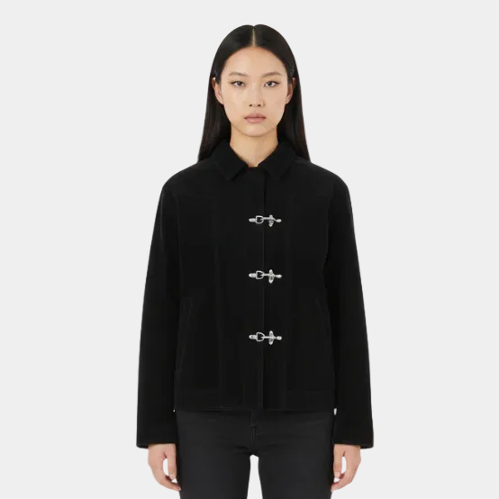 Retro Unique Metal Button Suede Lapel Bomber Jacket