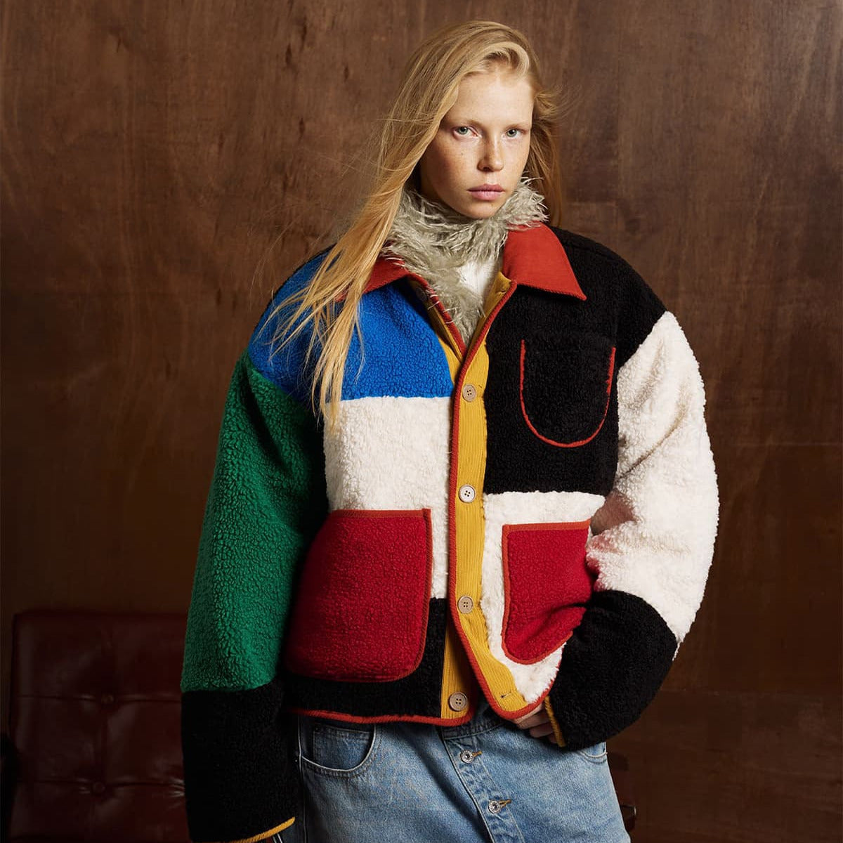 Vintage Lambswool Geometric Colorful Patchwork Jacket